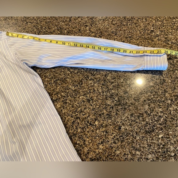 BOSS by HUGO BOSS Men's Striped White/Blue Button Down Shirt 16.5 Neck - Picture 10 of 12